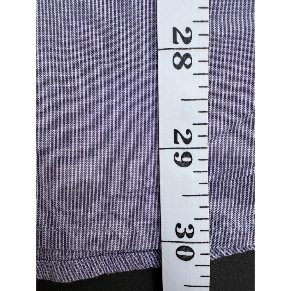 Banana Republic Mens XL Pearl Snap Shirt Purple Striped Short Sleeve Western